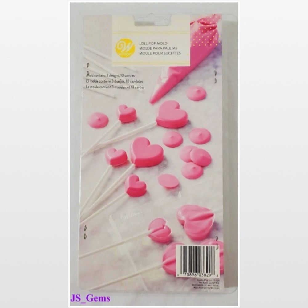 New Wilton Lollipop Molds Suckers Candy Mini Hearts Plastic Baking NWT